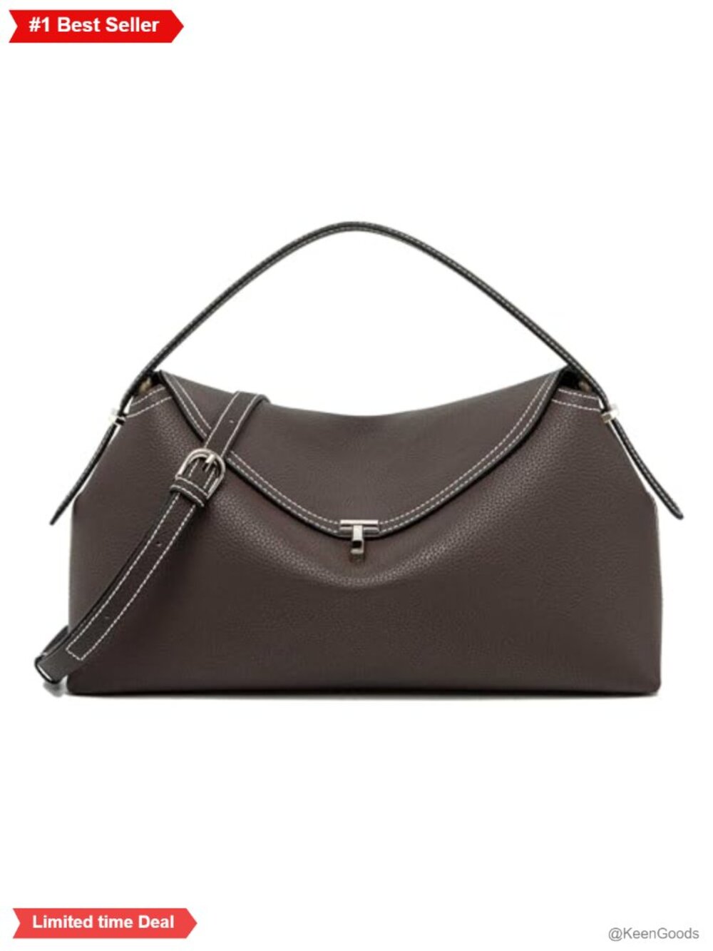 Microfiber Leather Large Crossbody Bag T Lock Top Handle Adjustable Strap